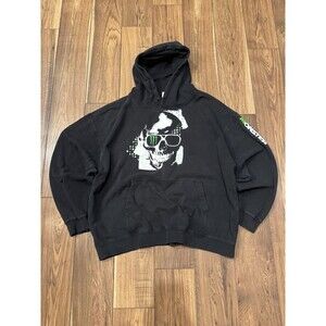 Vintage Monster Energy Skull Logo Hoodie Sweatshirt Y2K Grunge Cyber Skater XXL